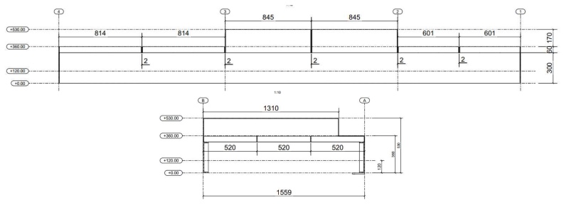 Main dimension cover shore power pit croos sections view