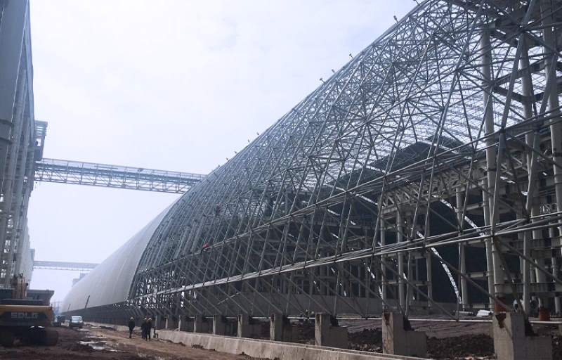 2 circular enclosed style truss processing plant steel structure storage shed