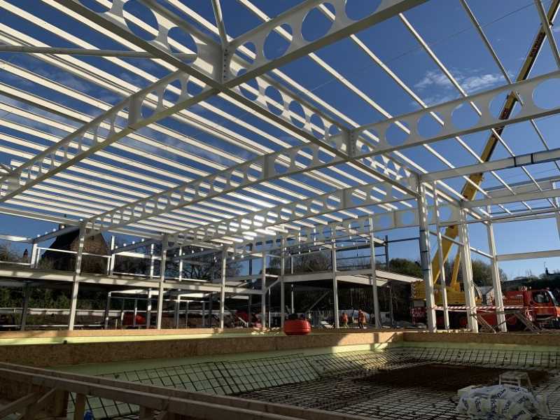 Leasure Center Building with Castellated H Beam Steel Frame ,UK