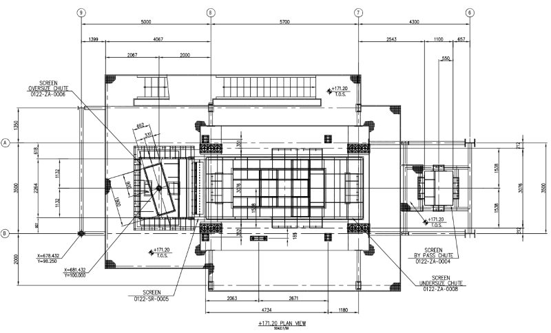 Crusher Feed&Discharge Conveyor Steel Structures for Gold Mines-Plan View