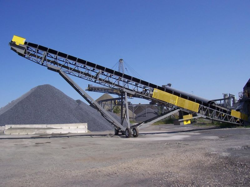 Screen Station Buildings and Screen Feed&Discharge Conveyors Steel Structures: 36 x 120 Radial Stacker; wrap drive with lever-arm gravity take-up 