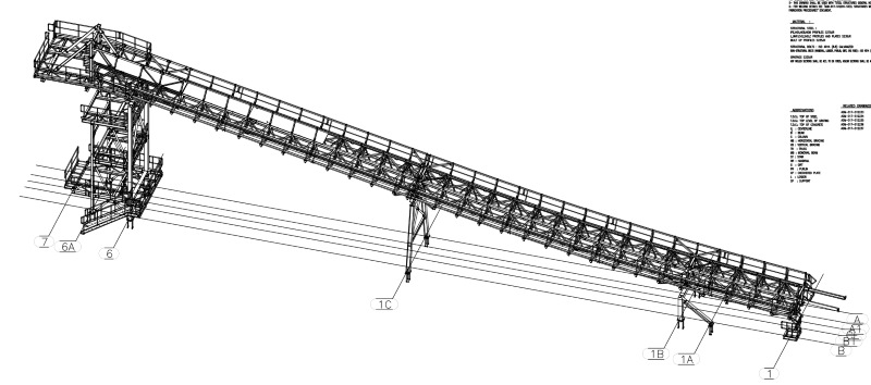 Screen Buildings and Screen Feed&Discharge Conveyors Steel Structures for Gold Mines 3D Isometric View