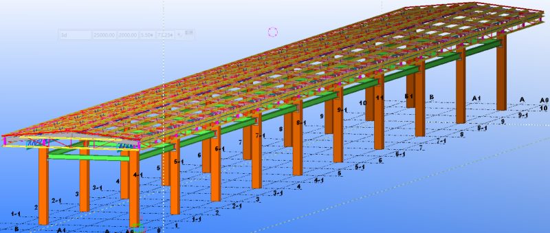 Liquified Natural Gas Truck Loading&Unloading Island Roof Canopies-3D Isometric View in BIM Tekla Model