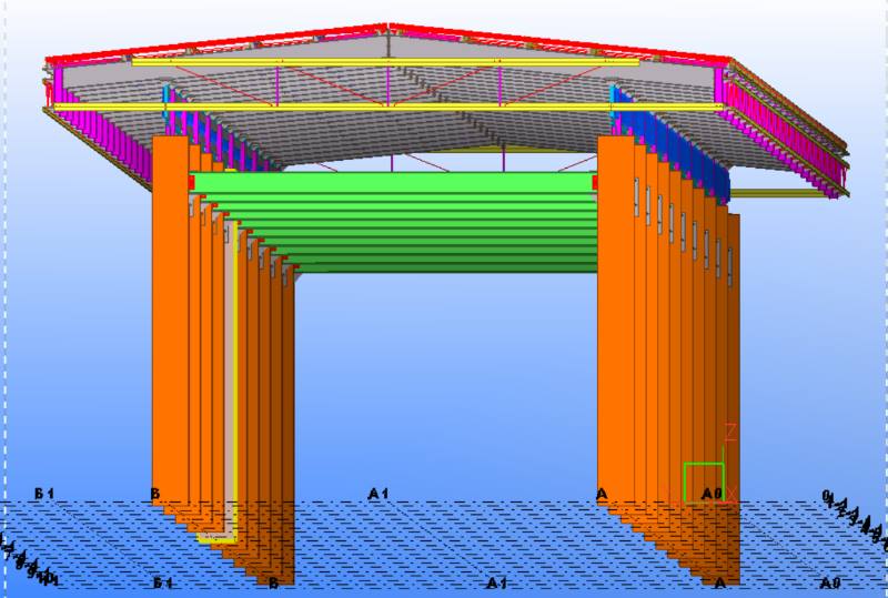 Liquified Natural Gas Truck Loading&Unloading Island Roof Canopies-Elevation View in BIM Tekla Model