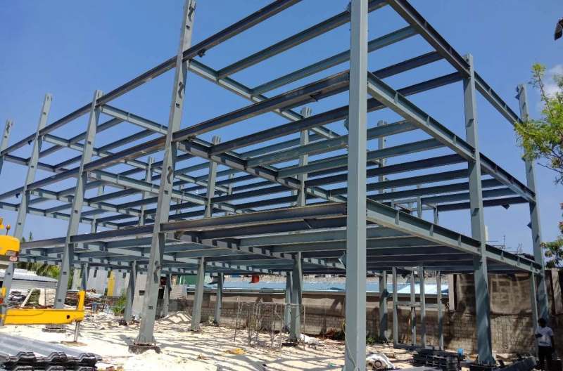 Steel Structure Hotels | Steel Dormitory Houses Installation of Ground floor 1st Section of Columns and Beams 