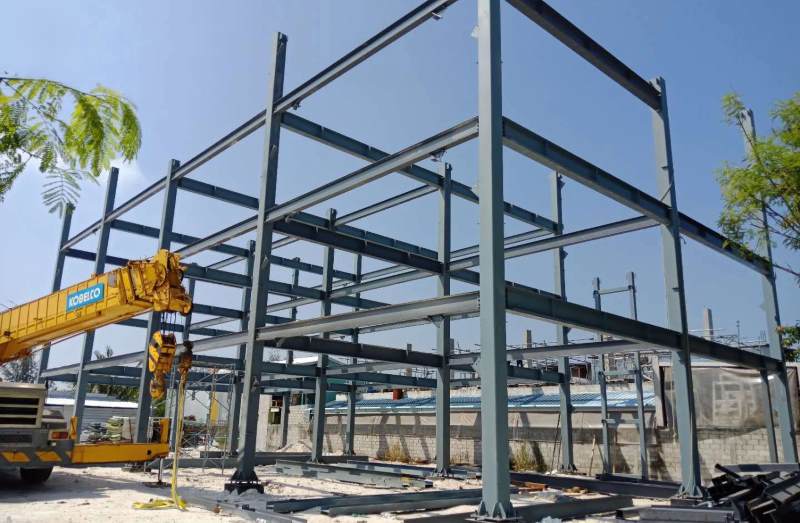 Steel Structure Hotels | Steel Dormitory Houses Installation of Ground floor 1st Section of Columns and Beams 