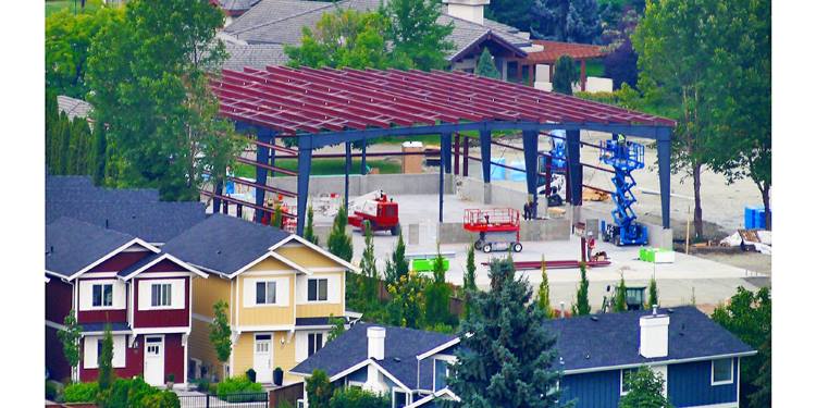 PEB Wine Production Building with Exposed Steel Canopy:Winery Estate Building Under Construction class=