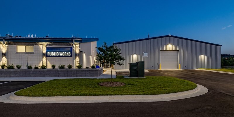 Police & Public Works Maintenance Steel Building with Enclosed Partial Mezzanine