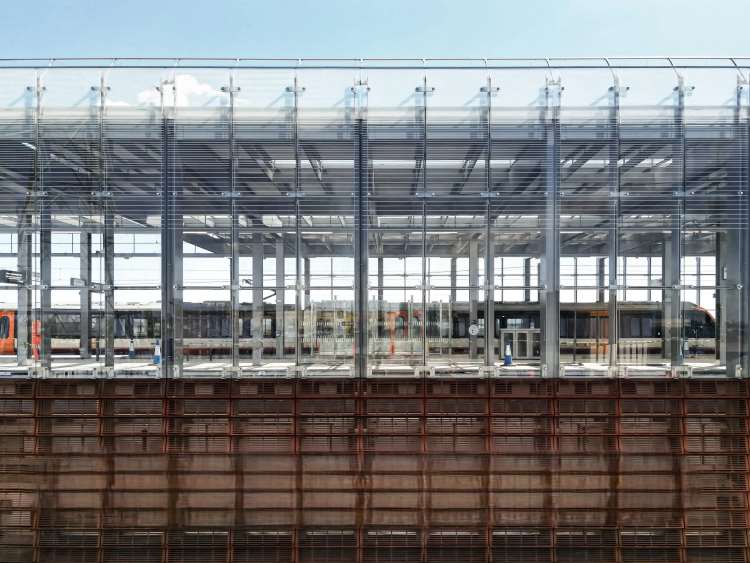 Train station Atrium Box Glazed Facade Platform and Canopies | Architecturally Exposed Steel