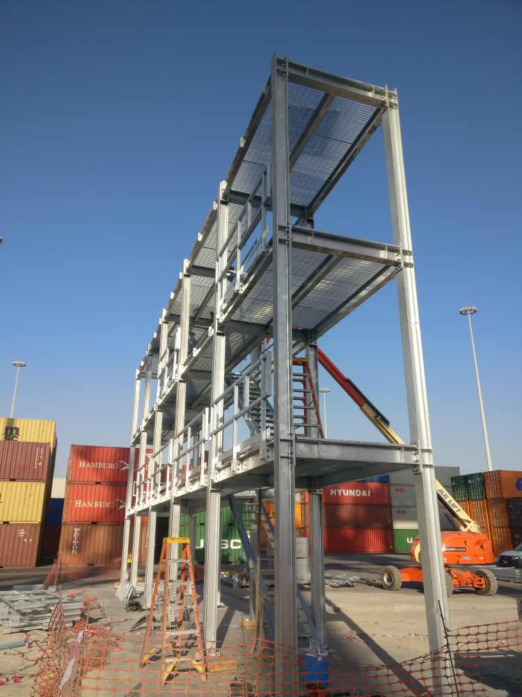 Container Reefer Rack Steel Scalffolding,Shuaiba Container Terminal,Kuwait: Structures On site Erection On-going under Supervision and Guidance of ZHM Huawu Steel's Representative 