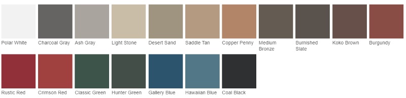 30x40 Metal Garage (base model) | Custom Kit Packages: Available color options