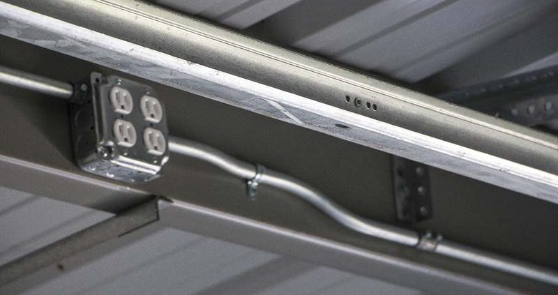 Metal Garage Building electrical installation