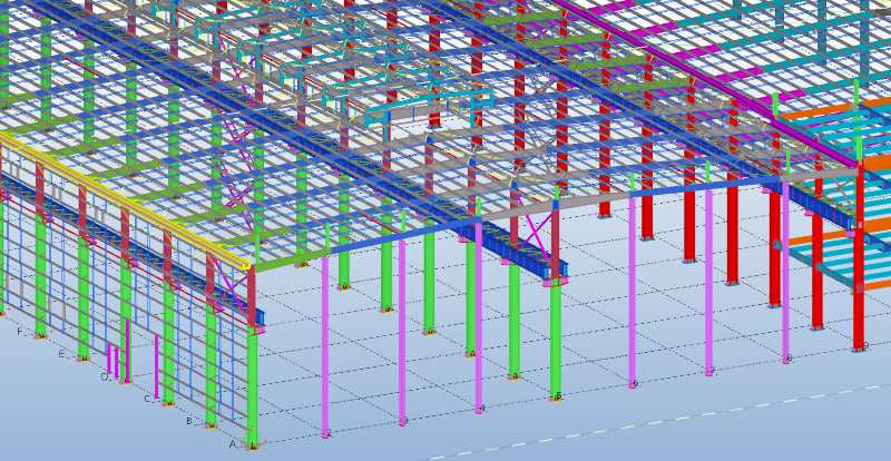 20000Sqm 1200ton Multi-Functional Processing Workshop,Mexico:3D BIM Tekla Model of Workshop Building 