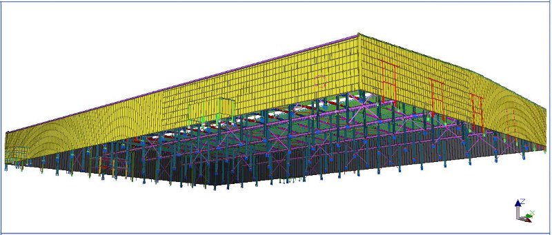 400 Tons Prefabricated Steel Structure Workshop in Mexico: 3D BIM Model In Tekla Steel Structure 