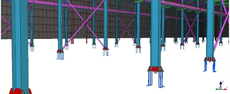 400 Tons Prefabricated Steel Structure Workshop in Mexico: 3D BIM Model In Tekla Steel Structure: Column Foots Details 