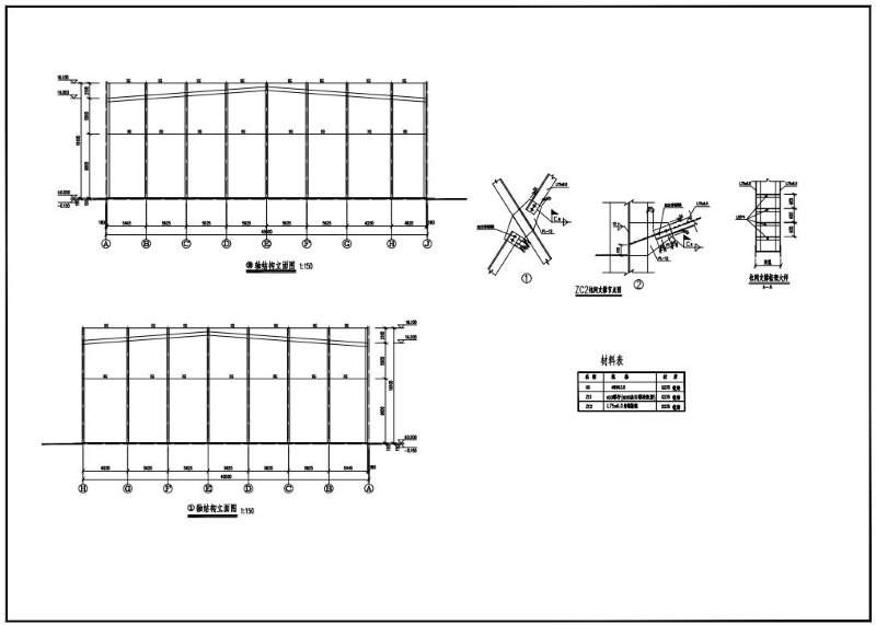 4700Sqm Industrial Steel Structure Workshop Heavy Duty PEB: Construction General Arrangement Drawings Steel structure Side Elevations