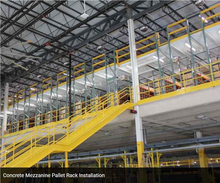Warehouse_Steel_Mezzanine_Platform_Multi-Level_04_Concrete-mezzanine-pallet-rack-Installation