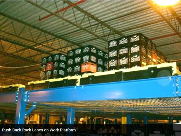 Warehouse_Steel_Mezzanine_Platform_Multi-Level_07_Push-back-Rack-Lanes-on-Work-Platform